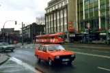 Duisburg Straßenbahnlinie 909 mit Gelenkwagen 1049nah Hauptbahnhof (1988)