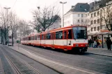 Düsseldorf Zusätzliche Regionlinie U76 mit Gelenkwagen 4102 am Krefeld, Rheinstraße (1996)