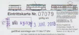 Eintrittskarte für Hannoversches Straßenbahn-Museum (HSM) (2018)