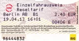 Einzelfahrschein für Berliner Verkehrsbetriebe (BVG) (2013)