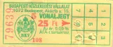 Einzelfahrschein für Budapesti Közlekedési Vállalat (BKV), die Vorderseite (1994)