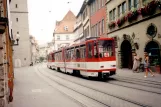 Erfurt Straßenbahnlinie 4 mit Gelenkwagen 475 auf Marktstraße (1998)