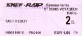 Erwachsenkarte für Régie Autonome des Transports Parisiens (RATP), die Vorderseite St Denis Voyageur Paris (2007)