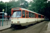 Frankfurt am Main Straßenbahnlinie 12 mit Gelenkwagen 709 am Eissporthalle/Festplatz (1998)