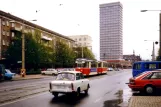 Frankfurt (Oder) Straßenbahnlinie 1 mit Triebwagen 32nah Brunnenplatz (1991)