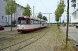 Freiburg im Breisgau Straßenbahnlinie 5 mit Gelenkwagen 222 am Rieselfeld Bollerstaudenstraße (2008)