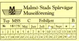 Freikarte für Museumstram Malmö (MSS), die Vorderseite (2003)
