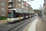Gent Straßenbahnlinie 1 mit Niederflurgelenkwagen 6307 am Nieuwevaartbrug (2014)