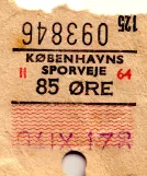 Geradeaus-Fahrkarte für Københavns Sporveje (KS), die Vorderseite (1964)