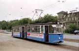 Gotha Straßenbahnlinie 1 mit Gelenkwagen 209 nahe bei Hauptbahnhof (1992)