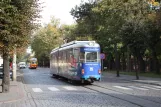 Grudziądz Straßenbahnlinie T2 mit Gelenkwagen 75 auf Legionow (2009)
