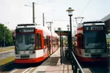 Halle (Saale) Straßenbahnlinie 1 mit Niederflurgelenkwagen 644 am Südstadt (2003)