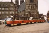 Halle (Saale) Zusätzliche Linie 4 mit Triebwagen 1216 auf Markt (1990)
