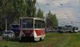Horliwka Straßenbahnlinie 1 mit Triebwagen 411 auf Prospekt Lenina (Lenina Ave) (2011)