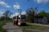 Horliwka Straßenbahnlinie 8 mit Triebwagen 378 am 40 Richchya Radyanskoi Ulitsa (2011)