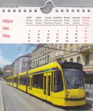 Kalender: Budapest Straßenbahnlinie 4 mit Niederflurgelenkwagen 2038 auf Margit körút (2014)