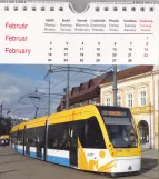 Kalender: Debrecen Straßenbahnlinie 2 mit Niederflurgelenkwagen 516 (2014)