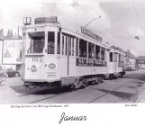 Kalender: Lüttich Straßenbahnlinie 1 mit Triebwagen 174 am Gare des Guillemins (1957)