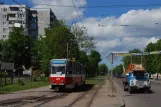 Kaliningrad Straßenbahnlinie 5 mit Gelenkwagen 405 am Myasokombinat (2012)