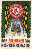 Karton Etikett: Kopenhagen Straßenbahnlinie 7 auf Nørrebrogade (1939)