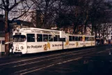 Köln Straßenbahnlinie 7 mit Gelenkwagen 3776 auf Neumarkt (1988)