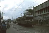 Kolkata Straßenbahnlinie 3 nahe bei Shyambazar canal (1980)