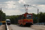 Kostjantyniwka Straßenbahnlinie 3 mit Triebwagen 001 auf Yemelianova Street (2012)