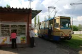 Kostjantyniwka Straßenbahnlinie 3 mit Triebwagen 007 am Tsentralnyy rynok (2011)