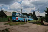 Kostjantyniwka Straßenbahnlinie 4 mit Triebwagen 002 am Tramvayne depo Molokozavod (2012)