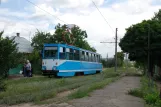 Kostjantyniwka Straßenbahnlinie 4 mit Triebwagen 004 am Tramvayne depo Molokozavod (2012)