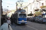 Krakau Straßenbahnlinie 14 mit Gelenkwagen 154 auf Franciszkańska (2011)