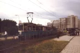 Krakau Straßenbahnlinie 16 mit Gelenkwagen 202 auf Rondo Piastowskie (1984)
