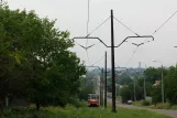 Kramatorsk Straßenbahnlinie 3 mit Triebwagen 0059 nahe bei Rybinska St (2012)