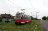 Kramatorsk Straßenbahnlinie 5 mit Triebwagen 0045 im Stratosferna Street (2012)