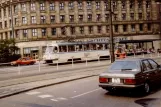 Leipzig Zusätzliche Linie 21 mit Triebwagen 1987 nahe bei Hauptbahnhof (1990)