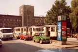 Linz Straßenbahnlinie 3 mit Triebwagen 5 am Hauptbahnhof (1982)