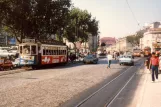 Lissabon Straßenbahnlinie 3 mit Triebwagen 323 auf L. Martin Mouiz (1985)