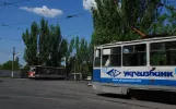 Luhansk Straßenbahnlinie 7 mit Triebwagen 189 auf Terasa Shevchenka Street (2011)