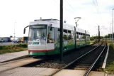 Magdeburg Straßenbahnlinie 10 mit Niederflurgelenkwagen 1308 am Industrie-und Logistik-Centrum (2003)