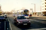 Mainz Niederflurgelenkwagen 209 nahe bei Bismarckplatz (2001)