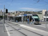 Nizza Straßenbahnlinie 1 mit Niederflurgelenkwagen 011 am Hôpital Pasteur (2008)