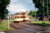 Norrköping Straßenbahnlinie 3 in der Kreuzung Norra Promenaden/Drotninggaten (1995)