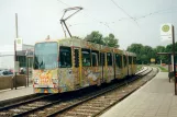 Nürnberg Straßenbahnlinie 5 mit Gelenkwagen 371 am Tullnaupark (Norikerstraße) (1998)