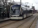 Odense Letbane mit Niederflurgelenkwagen 02 "Kompasset" am Hauptbahnhof (2024)