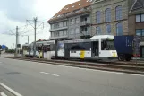 Ostende De Kusttram mit Gelenkwagen 6031, Seitenansicht Kustlaan, Zeebrugge Vaart (2014)