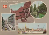 Postkarte: Aarhus Straßenbahnlinie 2 mit Triebwagen 8 im Reginakrydset (1967)