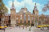 Postkarte: Amsterdam Straßenbahnlinie 1 mit Gelenkwagen 610 am Bahnhof Centraal (1980)