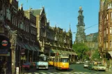 Postkarte: Amsterdam Straßenbahnlinie 17 mit Gelenkwagen 707 auf Raadhuisstraat (1969)