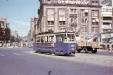 Postkarte: Amsterdam Straßenbahnlinie 9 mit Triebwagen 312 auf Dam (1955)
