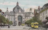 Postkarte: Antwerpen Triebwagen 304 vor Gare centrale de L'Avenue de Keyzer (1920)